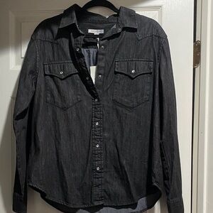 Classic Black Denim Button Down Shirt